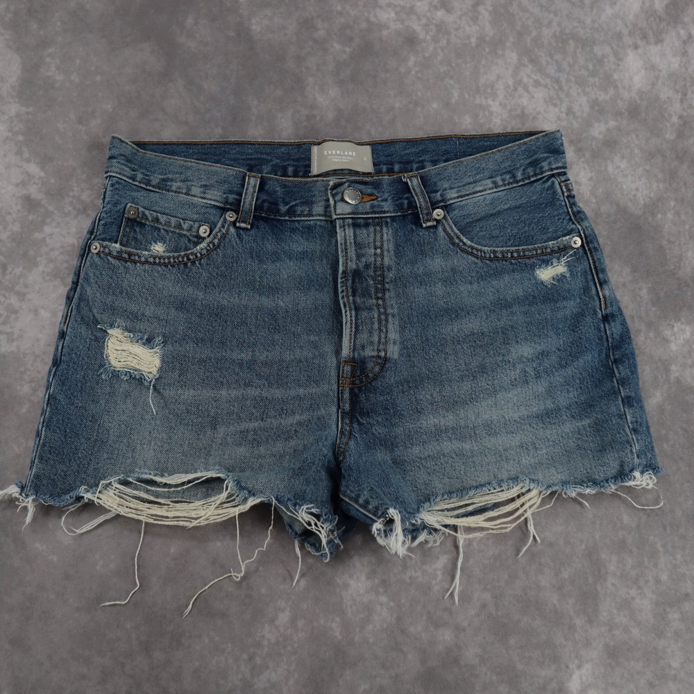 EVERLANE The Relaxed '90s Short Jean Cut Offs Button Fly Organic Cotton Size 29
